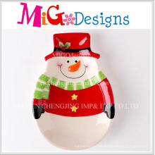 Christmas Gift Table Household Ceramic Snowman Design Plate